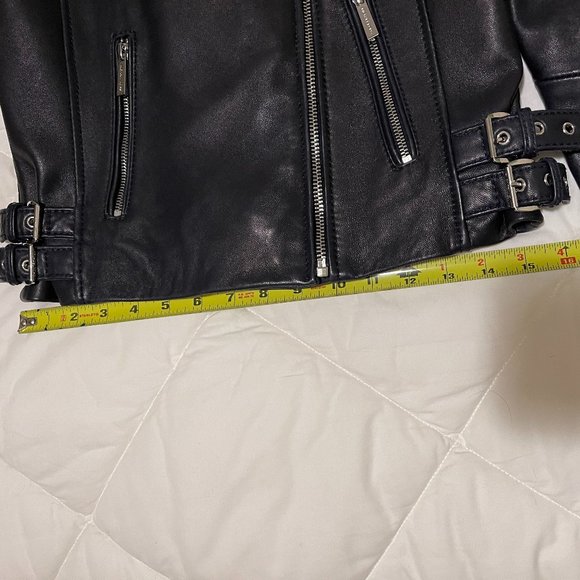 Michael Kors Black Leather Moto Jacket XS - Picture 14 of 16